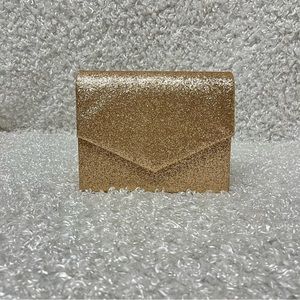 Macys gold glitter envelope clutch